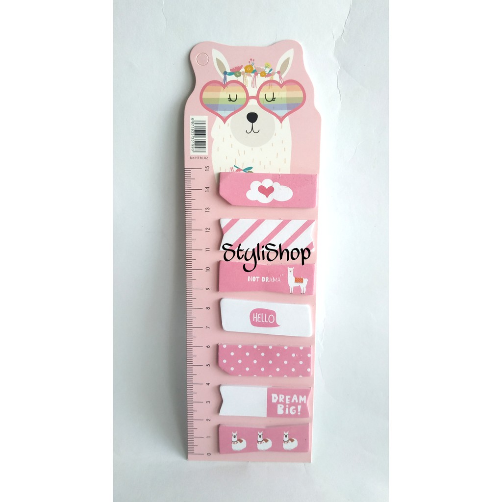 Sticky Note Kertas HT8102 Motif Kaktus / Llama / Jerapah / Memo Kertas / Penanda Buku Kertas-Llama Merah Muda