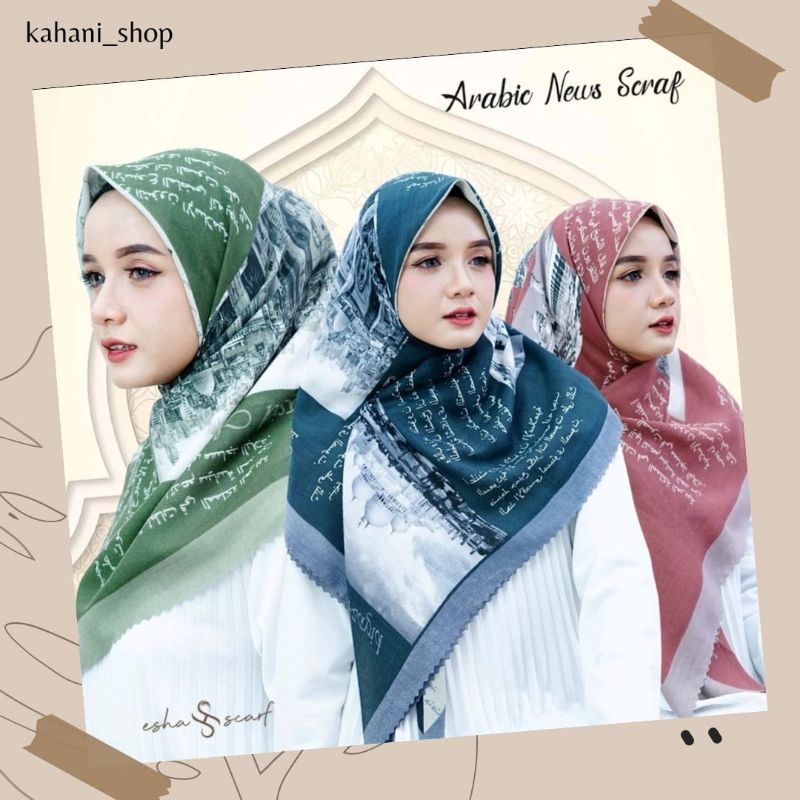 Hijab Segiempat | Hijab Voal Motif | Hijab Koran Arabian Korea Java | Arabic News Scarf