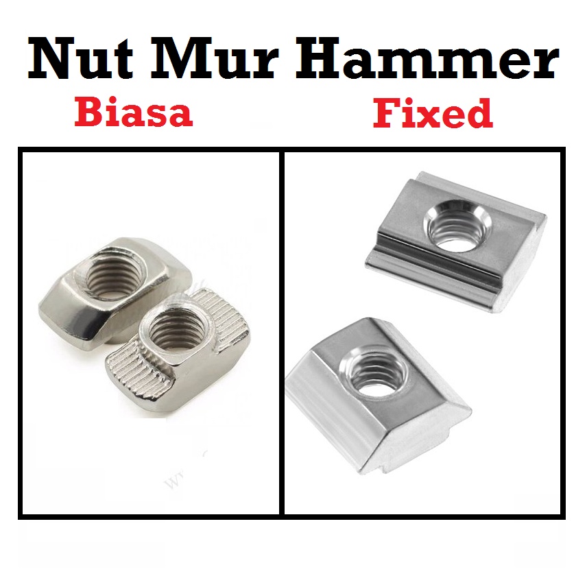 [HAEBOT] Nut Hammer Mur Kotak Aluminium Profile 2020 M3 M4 M5 3 4 5 mm Biasa AP2020 Pengunci AP 2020 20mm T Slot V Frame CNC 3D Printer Mesin Otomasi