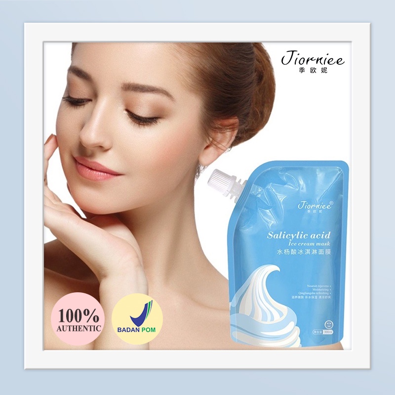 JIORNIEE SALICYLIC ACID / Ice Cream Mask Wajah Jerawat Bruntusan Komedo masker 300g ORI