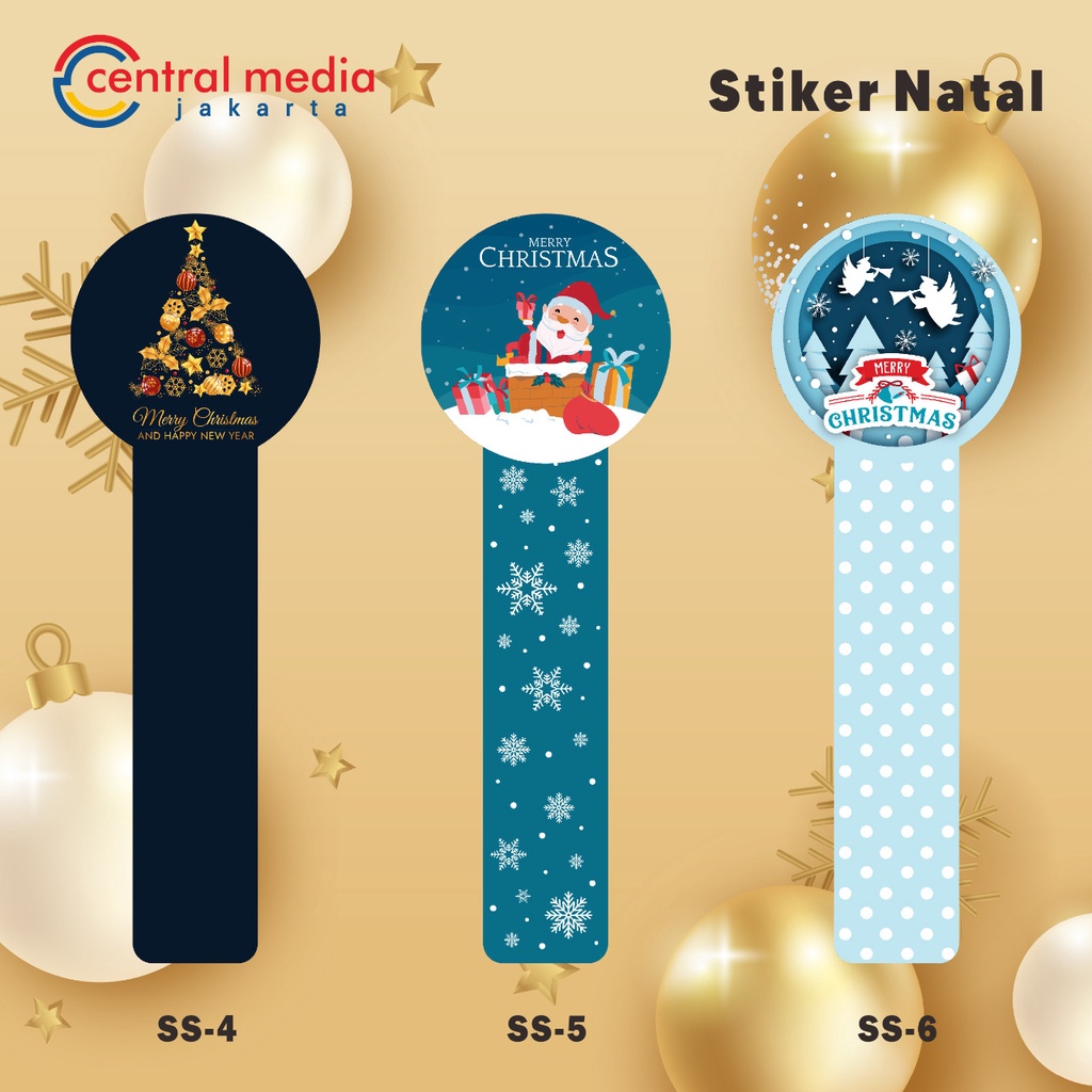 Sticker Segel Toples Natal 16 Pcs Hampers Christmas Stiker Seal Label Dus Box Kue-1