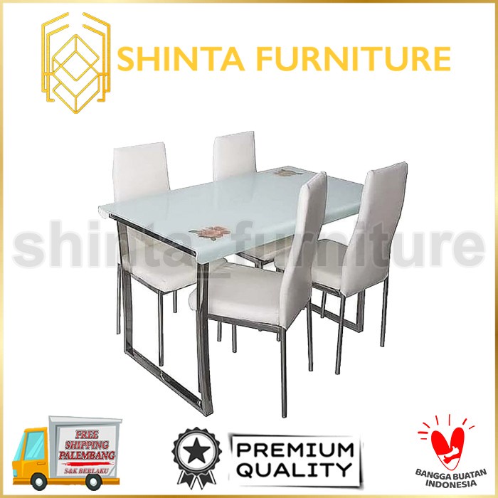 Meja Makan Kaca 4 Kursi Minimalis Set Meja Makan Kaca Minimalis Putih