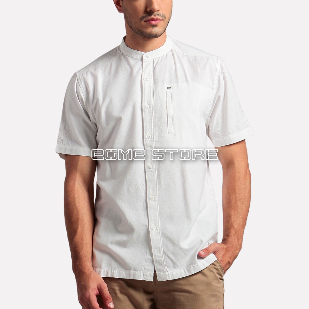 Mgee Baju Kemeja Koko Lengan Pendek Alfero C066 White