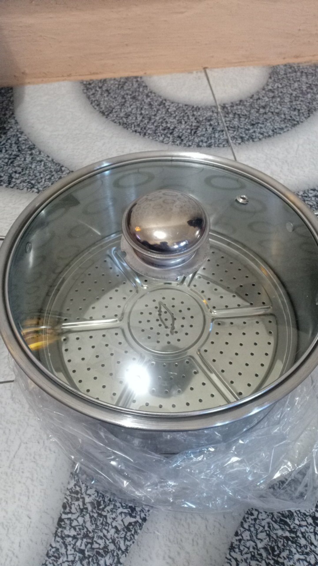 Panci Kukus Stainless Steel Tutup Kaca Dandang Steamer Langseng Mpasi Besar 24 Kukusan Dimsum