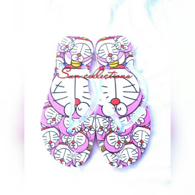 Sandal Jepit jelly Doraemon Embos 12 psg