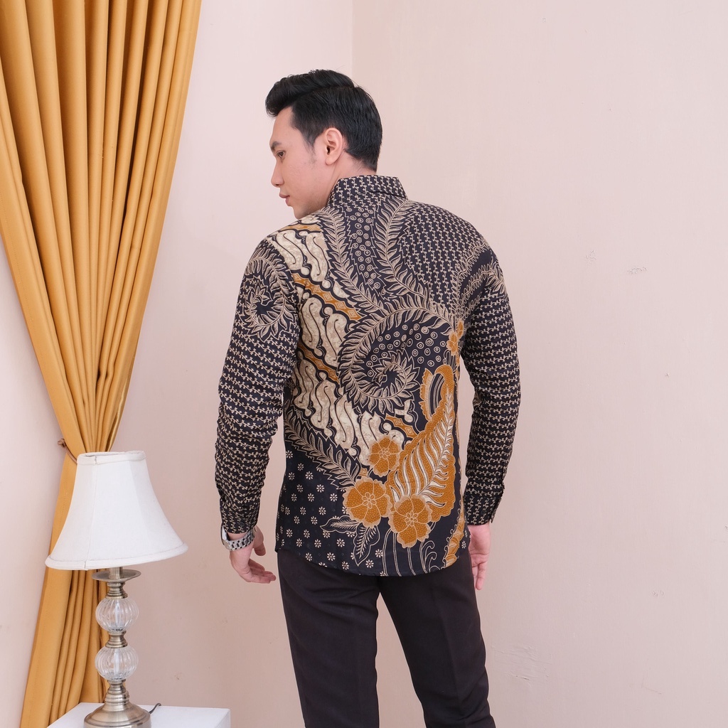 Baju Batik Pria Lengan Panjang Terbaru Batik Slimfit Jumbo Terlaris/Kemeja Batik hendrawan Jogja prabuseno Pekalongan Tulis Sutra Katun Muslim Modern Laki Laki Cowok Cowo Berkwalitas Keraton Solo Puring Furing Palembang Reguler