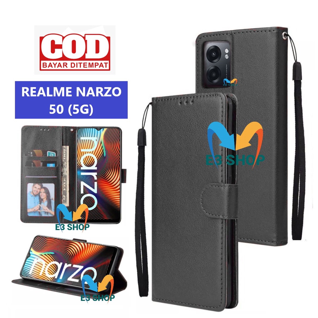 CASE REALME NARZO 50 (5G) CASE LEATHER FLIP COVER WALLET STANDING DOMPET CASING