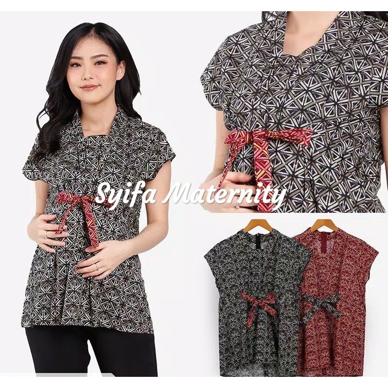 AT806 Baju  hamil  menyusui batik Syifa maternity Shopee 