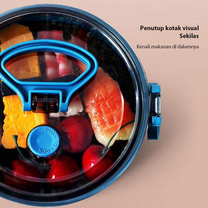 VISHAL Besar Lunch Box Anti Bocor Kotak Makan Anti Percikan Tempat Bekal Free Sendok VS-58