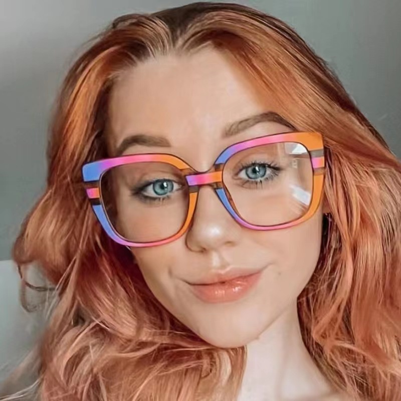 Kacamata Lensa Datar Anti Radiasi Komputer Model Mata Kucing Gaya Retro Untuk Wanita