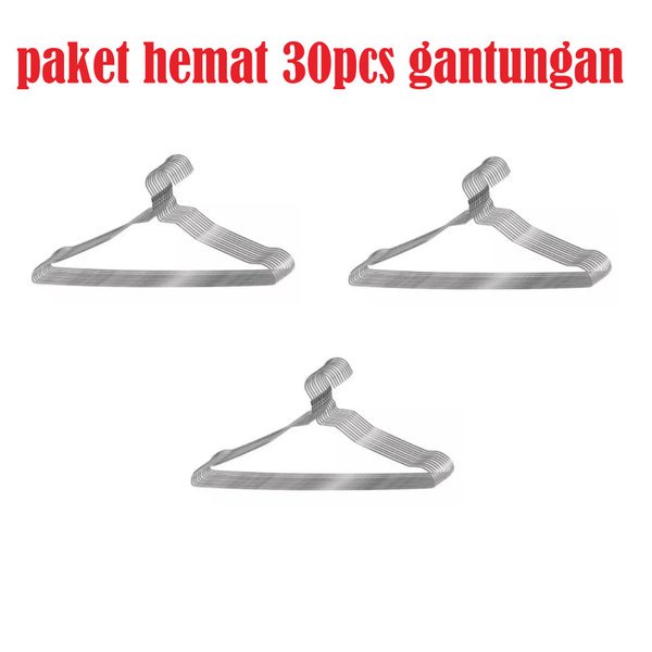 LJ Paket murah Gantungan baju kawat anti karat - Harga 30pcs gantungan