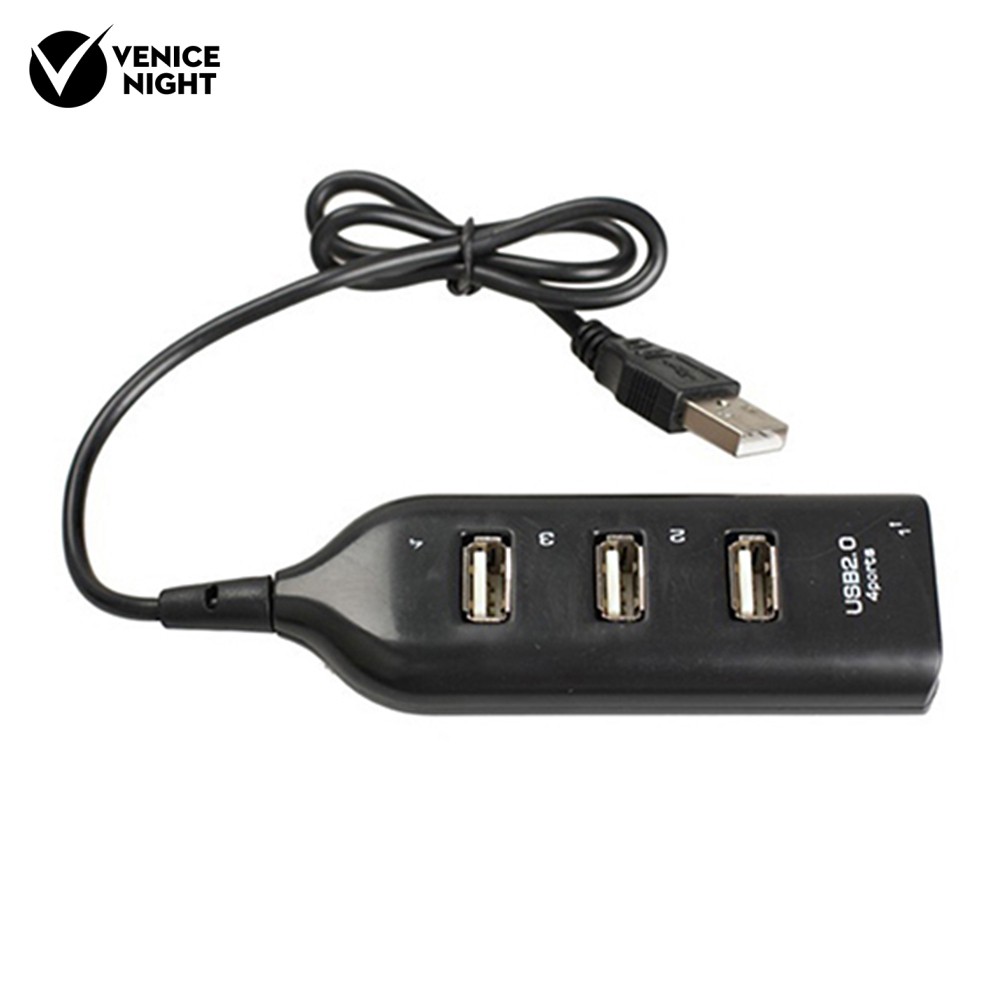 Hub Splitter 4 Port Usb 2.0 Kecepatan Tinggi Warna Hitam Multifungsi Untuk Pc