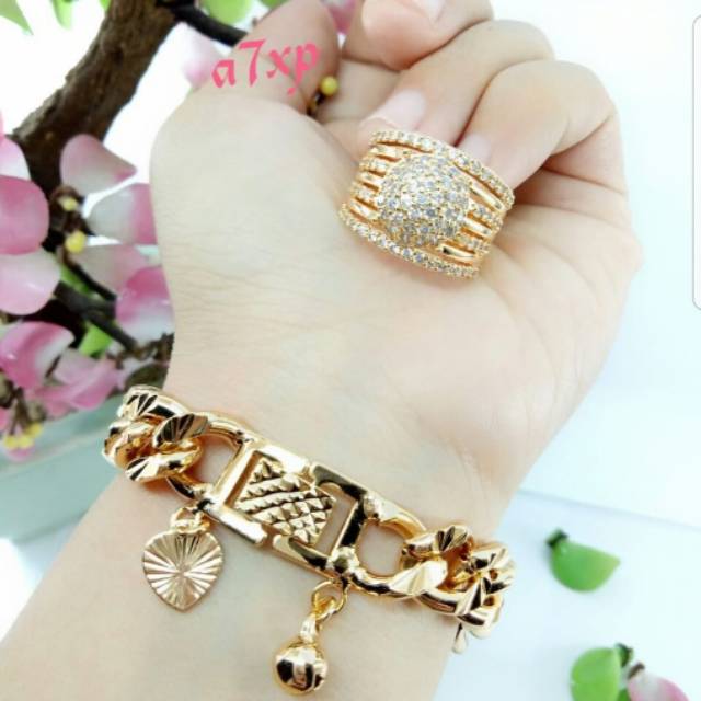 Set xuping gelang tangan plus cincin terlaris