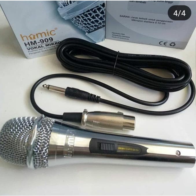 HOMIC HM-909 Mic Dynamic Microphone Karaoke Stainless Suara Jernih Original