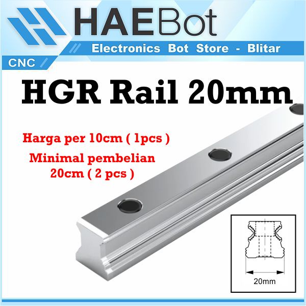 [HAEBOT] Linear Guide Rail HGR20 HGR 20 20mm 10cm Rel CNC Laser CO2 Router Milling Plasma HGH20 Motion Industri Full Triplek Mesin Mekanik Otomasi