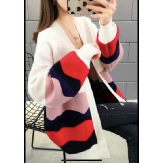 CARDIGAN LONG RAJUT OVERSIZE MOTIF BLASTER