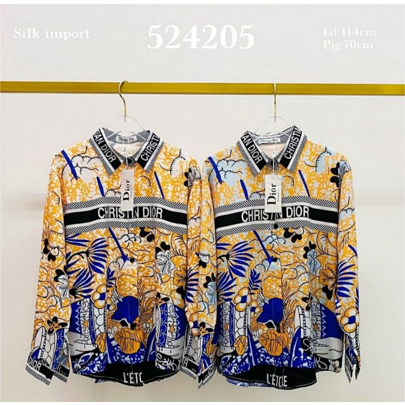 KEMEJA WANITA IMPORT CHRISTIAN DIOR KATUN SILK FULL TAG LABEL