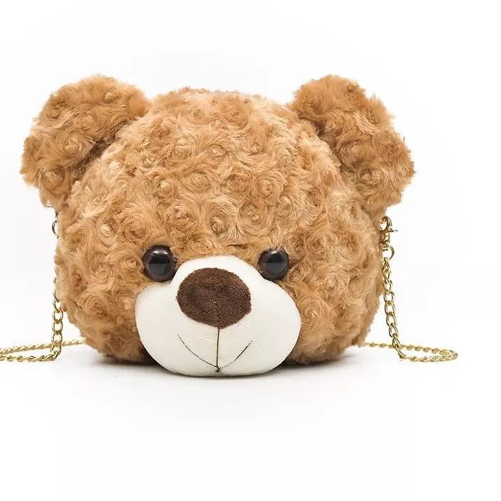 ☊ TAS SELEMPANG TEDY BEAR/tedybear macan/slingbag bulu bulu kepala beruang lucu terbaru ●