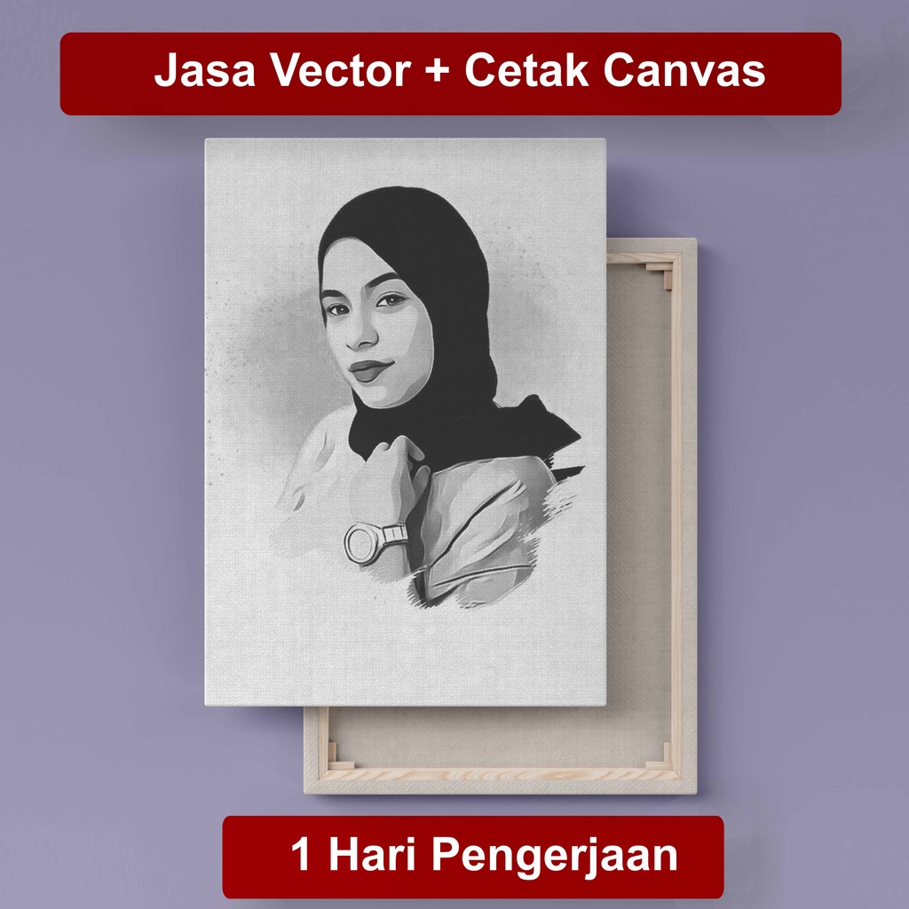 Jasa Sketsa Foto + Cetak ke kanvas untuk Hadiah Ulang Tahun Untuk Pria Wanita Termurah Kekinian