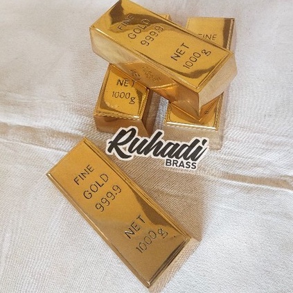 Diecast Fine Gold 999.9 / Miniatur Emas Batangan Kuningan 1000 gram - Polished Brass