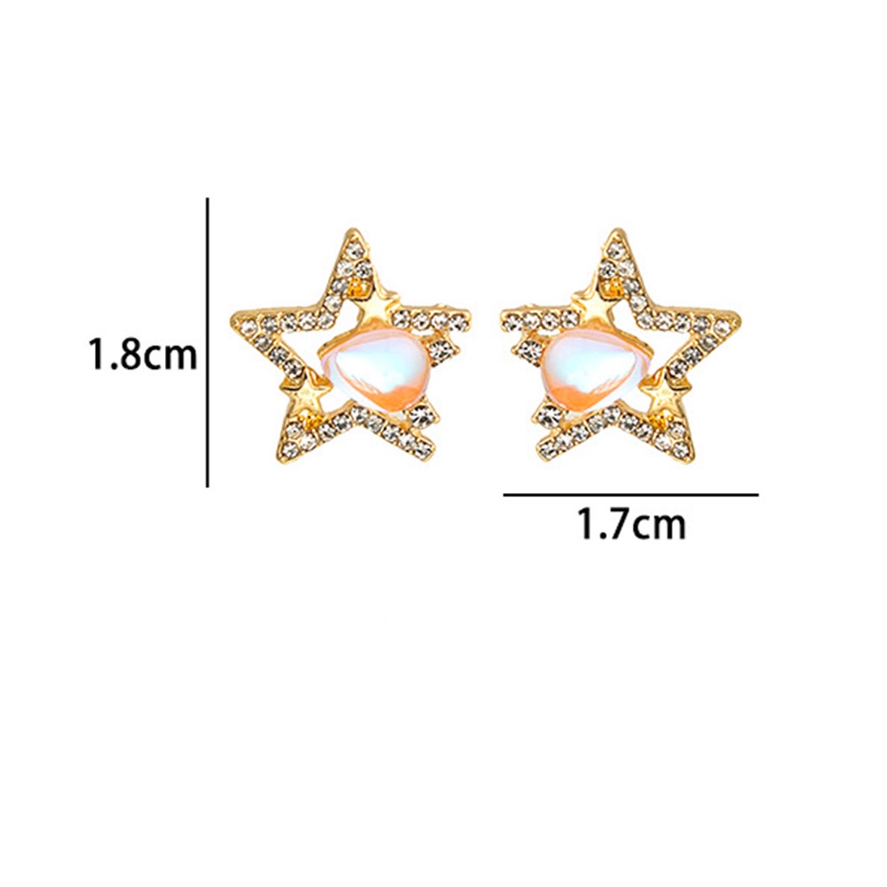 Anting Tusuk Bentuk Bintang Geometris Aksen Kristal Warna Emas Untuk Wanita