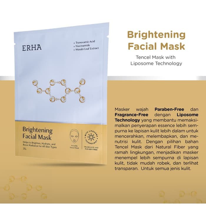 ERHA Suplemen Tubuh &amp; Kulit Jerawat ERHA Zincore &amp; Brightening Facial Mask - Masker Pencerah Wajah