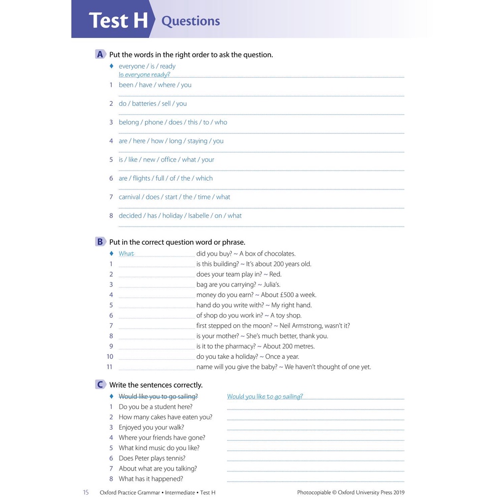【OXFORD PRACTICE GRAMMAR – BASIC, INTERMEDIATE, ADVANCED TESTS】TATA BAHASA PRAKTIK OXFORD - TES LEVEL DASAR, MENENGAH, LANJUTAN │ BUKU TES KEMAMPUAN BAHASA INGGRIS (ENGLISH) + KUNCI JAWABAN JILID LENGKAP 1 - 3-4
