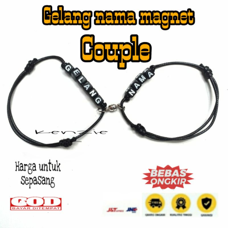 Gelang magnet nama inisial couple