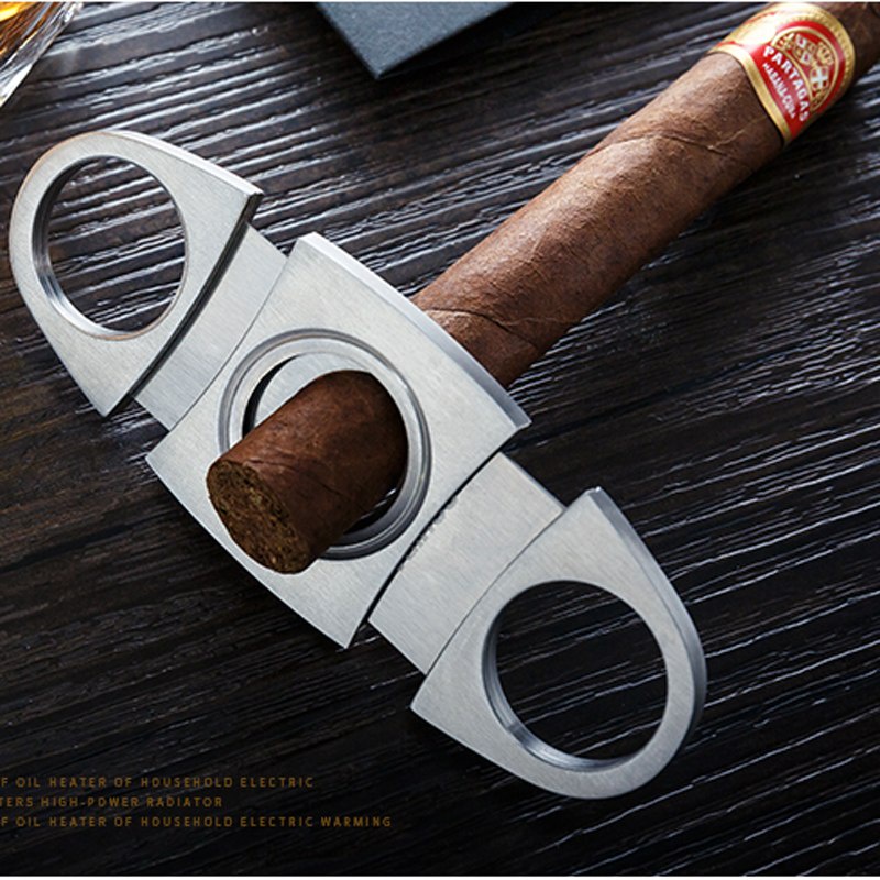 Pemotong Cerutu Cigar Cutter Double Blade Stainless Steel - Silver