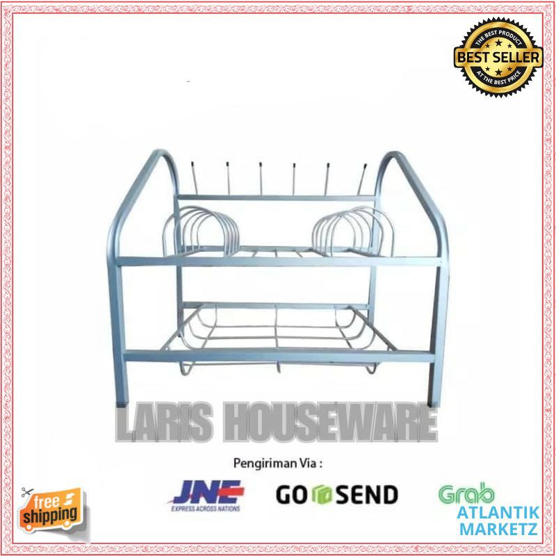 rak piring / tempat piring / rak piring gantung susun 2 alumunium