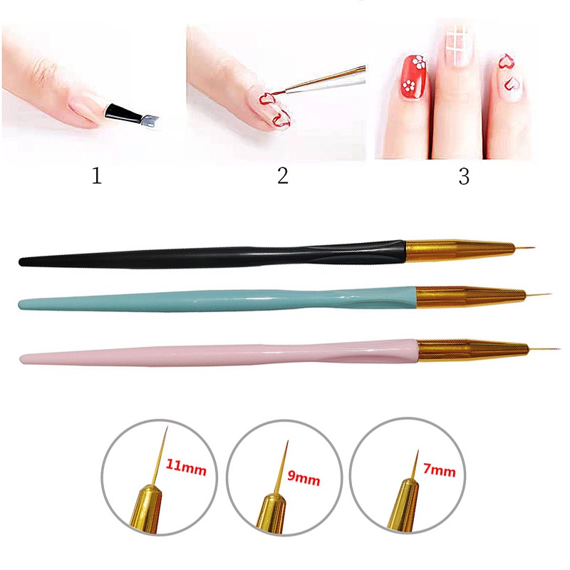 3pcs /Set Kuas Liner Nail Art Gambar Bunga Lukisan Pena UV Gel Brushes Tools Manicure