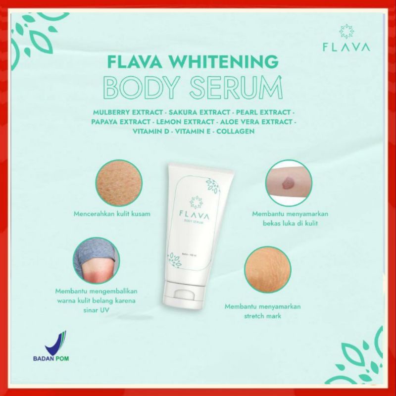 Flava Whitening Body Serum 10x Whitening Booster Collagen Bright Body Lotion / Serum Pemutih Badan Ampuh Permanen Bpom Viral
