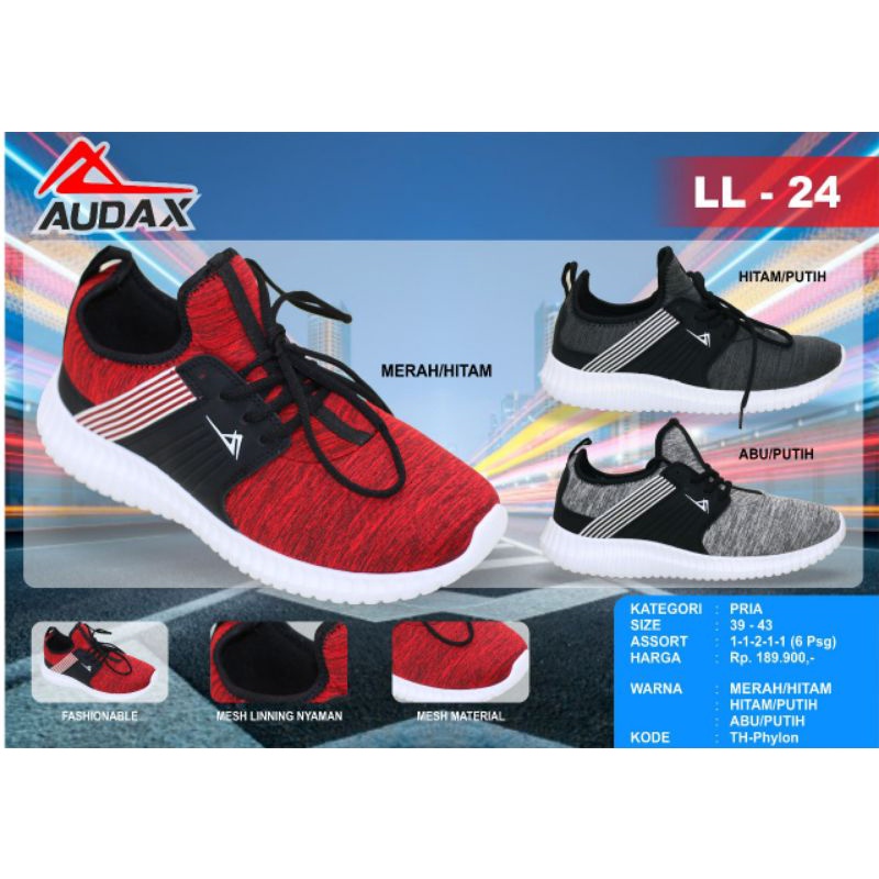 sepatu Audax ll 24  Abu Hitam .sepatu dewasa murah