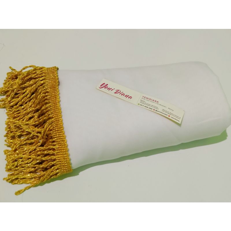 Sampur Tari / Selendang Tari Renda Emas-Putih