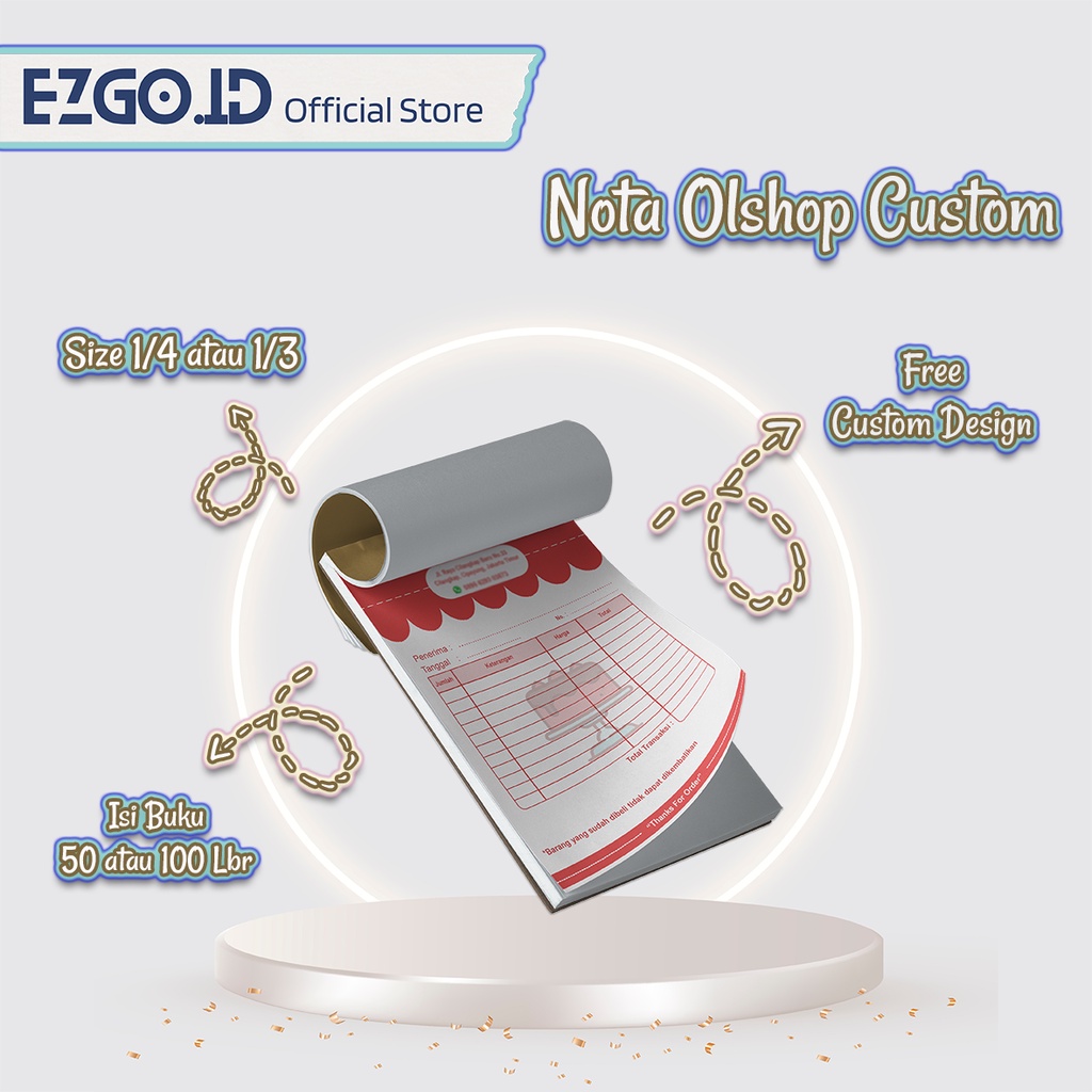 

NOTA CUSTOM - CETAK BUKU NOTA KWITANSI TOKO ONLINE SHOP / OLSHOP - 1/4 1/6 1/3 1/2 FOLIO - 1 PLY / 2 PLY / 3 PLY BISA CUSTOM UKURAN TANPA MINIMAL ORDER