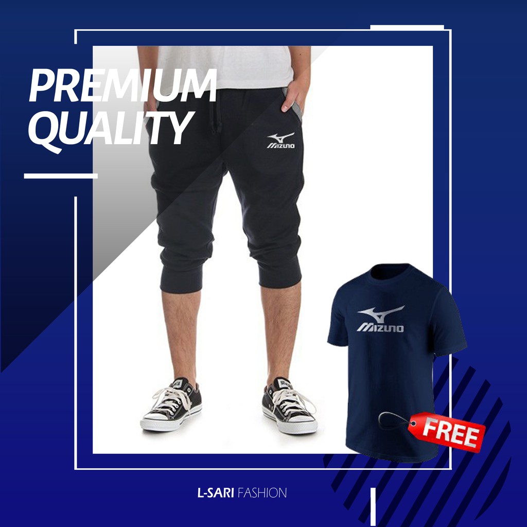 Celana Jogger Training Pendek Mizuno Joger Cowok Free Kaos M L XL XXL XXXL