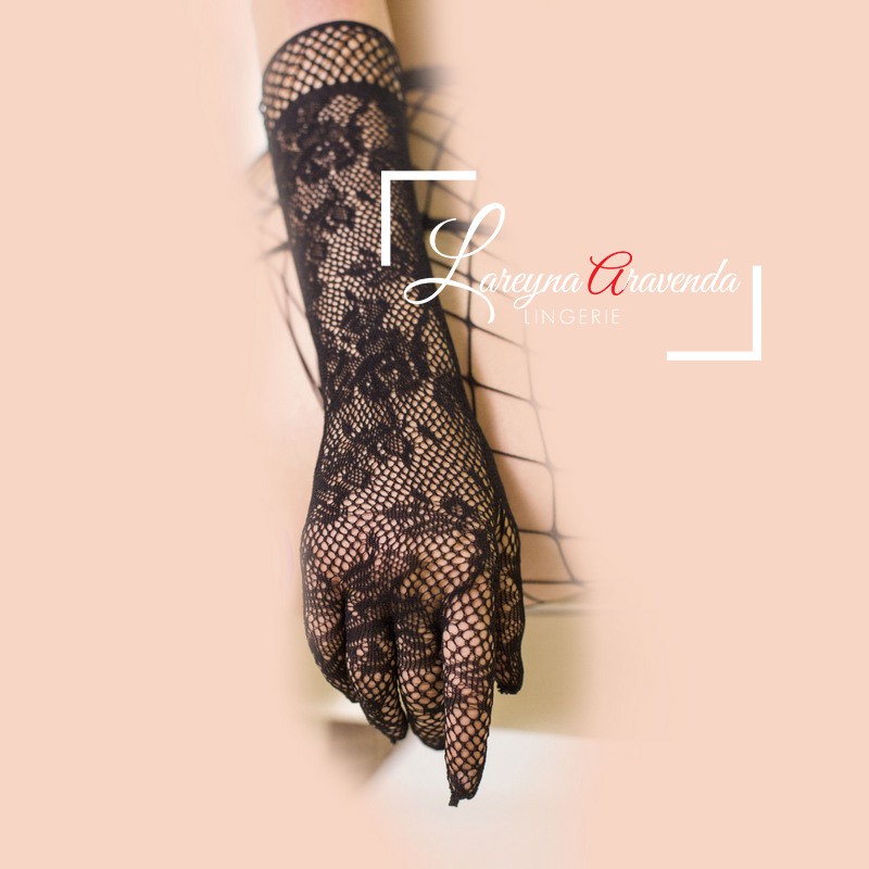 Lareyna Aravenda Sarung Tangan Panjang Sexy Model Jaring Nilon Lace AL005