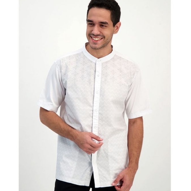 CARDINAL Kemeja Koko Original Putih Lengan Pendek Motif Trendy