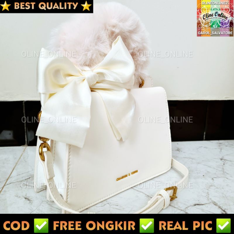 Tas giftset fur handle bulu bulu pesta casual two compartment dengan tali panjang long strap bag gb gs with box kado hadiah mewah wanita pacar jinjing top handle ck cnk c&amp;k