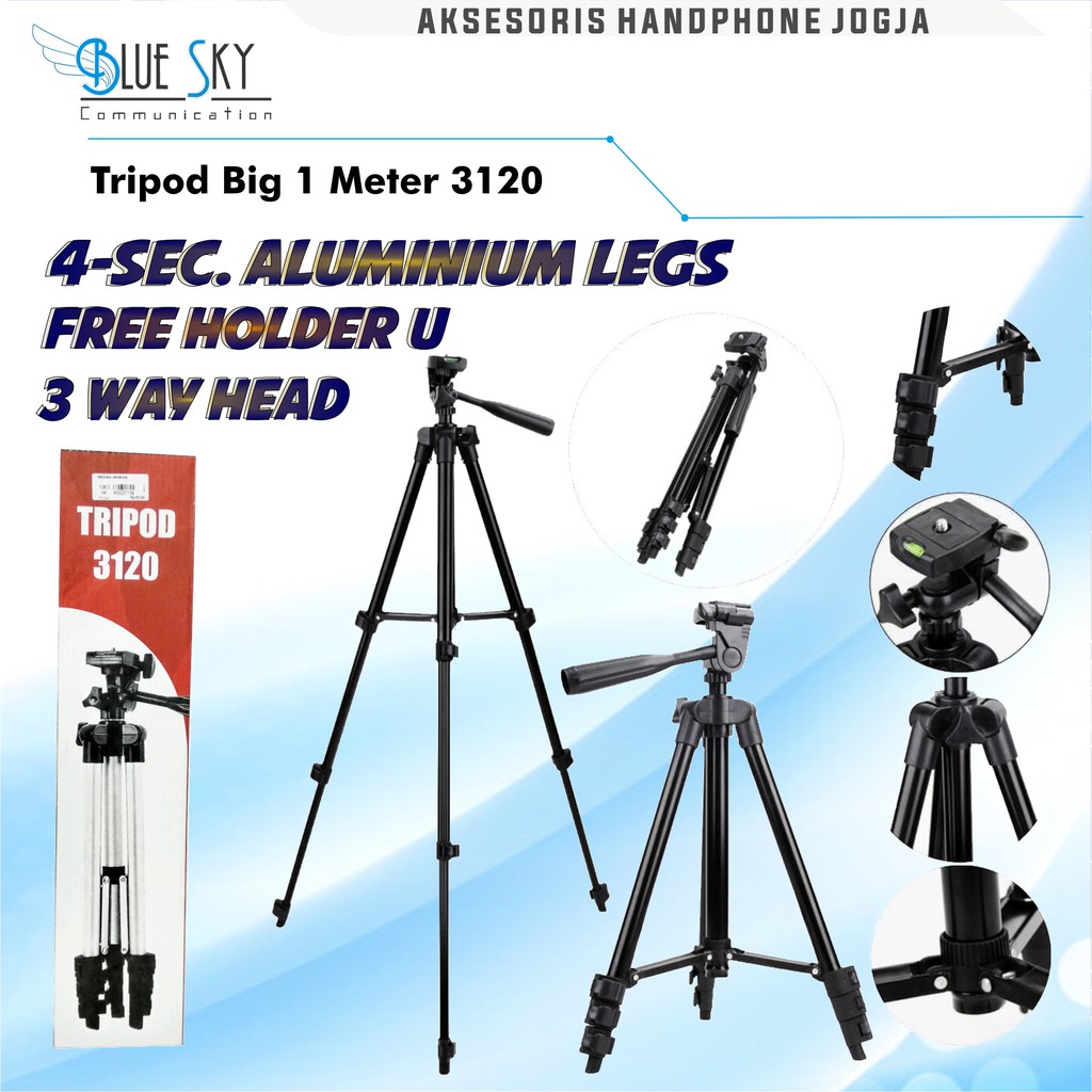 TRIPOD BIG 1 METER 3120 KAMERA HP HOLDER U