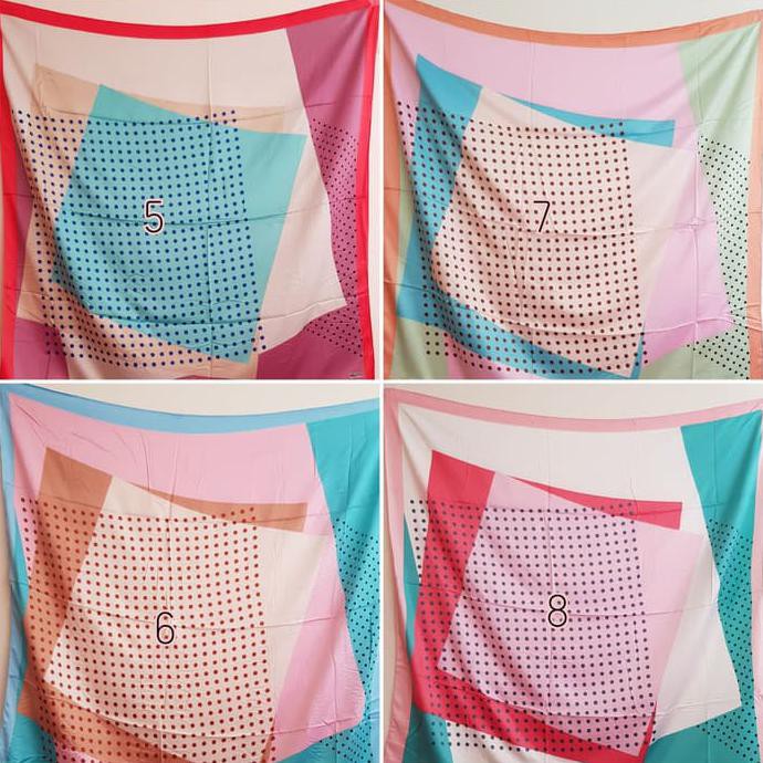 Jilbab Segi Empat Satin Velvet Motif Polkadot Bunga seri : PERLATO 12