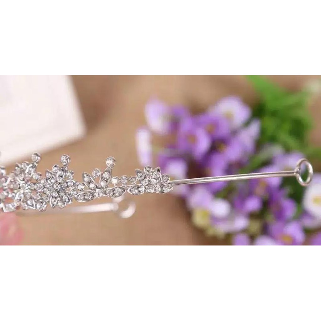 Summer Crystal Wedding Bridal - Mahkota Mini Elegan - Perhiasan Aaksesoris Pengantin