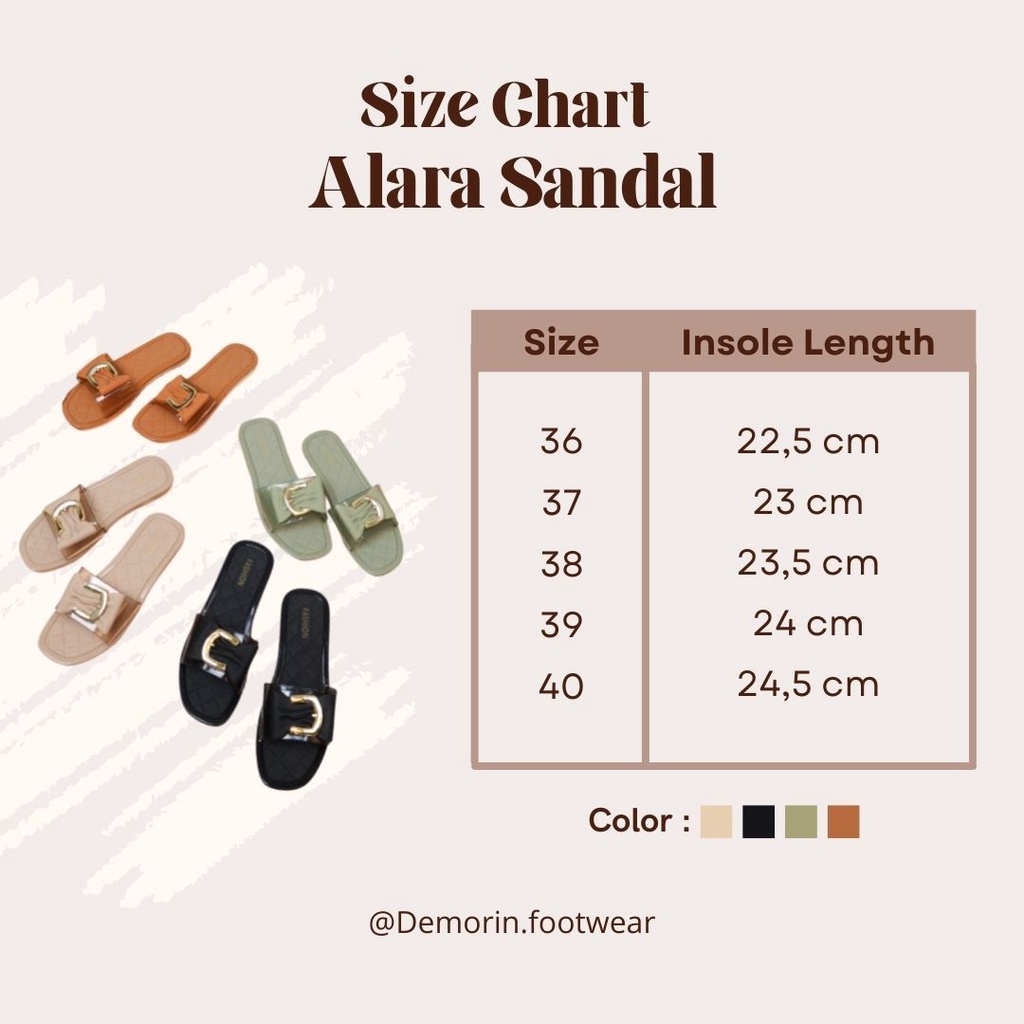 Alara Sandal Selop Wanita Slip On Teplek - Demorin