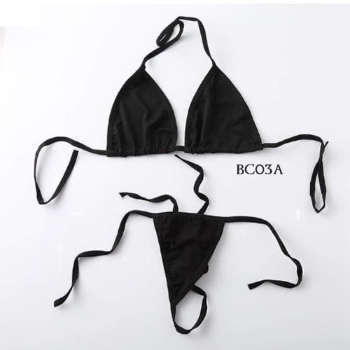 [READY STOCK] UNDERWEAR WANITA BRA SET G STRING BIKINI WANITA HITAM BC03A