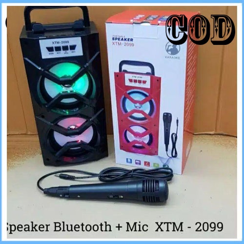 PAKET Speaker PORTABEL Bluetooth XTM-2099 FREE Mic Karaoke FM Radio USB PROMO