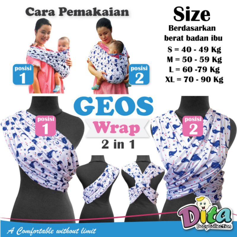 BISA TUKAR SIZE GEOS Wrap 2in1 Motif geos Kaos gendongan Wrap instan BABY WRAP SIMPEL GENDONGAN BAYI
