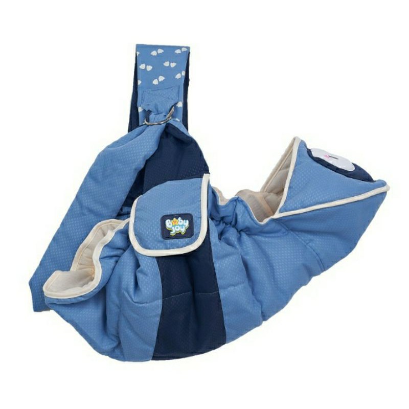 Baby Joy Gendongan Bayi Samping (cocok u/ newborn) + Kantong Botol Susu Pinguin Series - BJG 2019-Biru