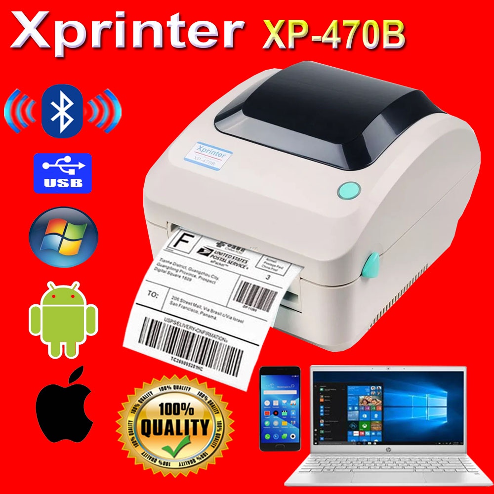 XPRINTER PRINTER THERMAL XP-470B BLUETOOTH TERMAL XP-470B LABEL BARCODE BARKODE RESI CETAK TANPA TINTA PINTER LEBEL BARCODE XP-470B PRINYER RESI