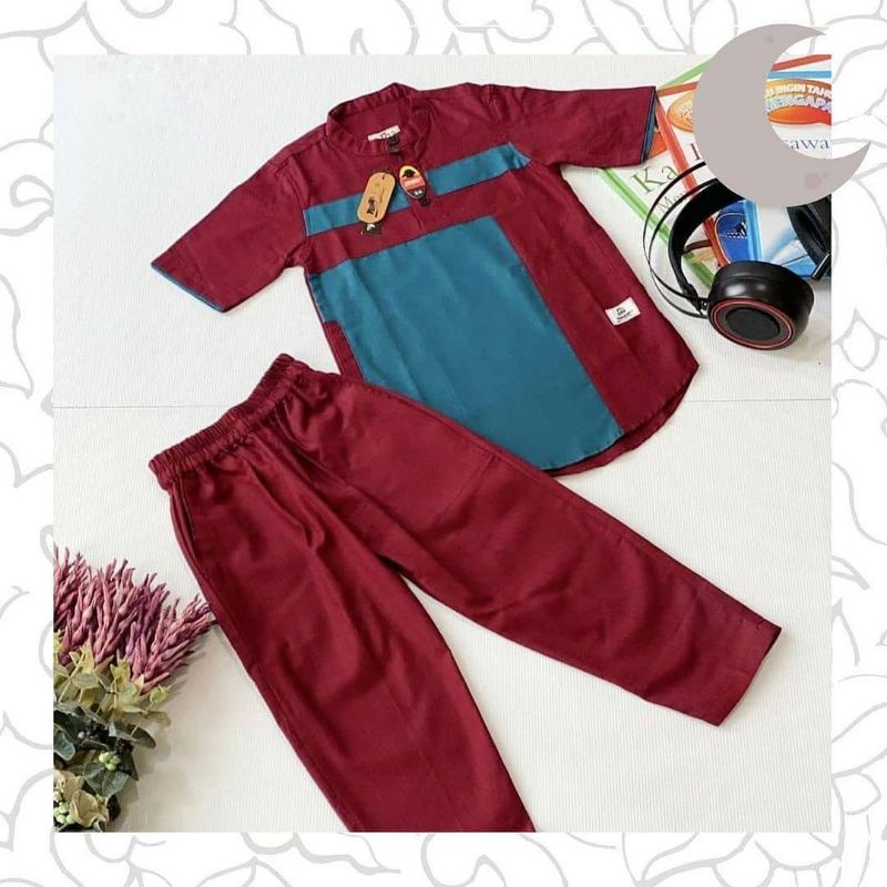 STELAN/SETELAN KURTA ANAK ATTAQI SERIES PREMIUM BAJU KOKO KURTA LEBARAN ANAK LAKILAKI/COWOK KEREN