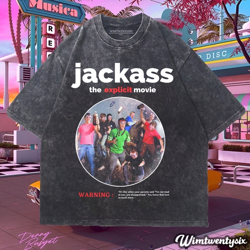 KAOS JACKASS EXPLICIT MOVIE WASHING VINTAGE TEE (OVERSIZE WASHED T-SHIRT)